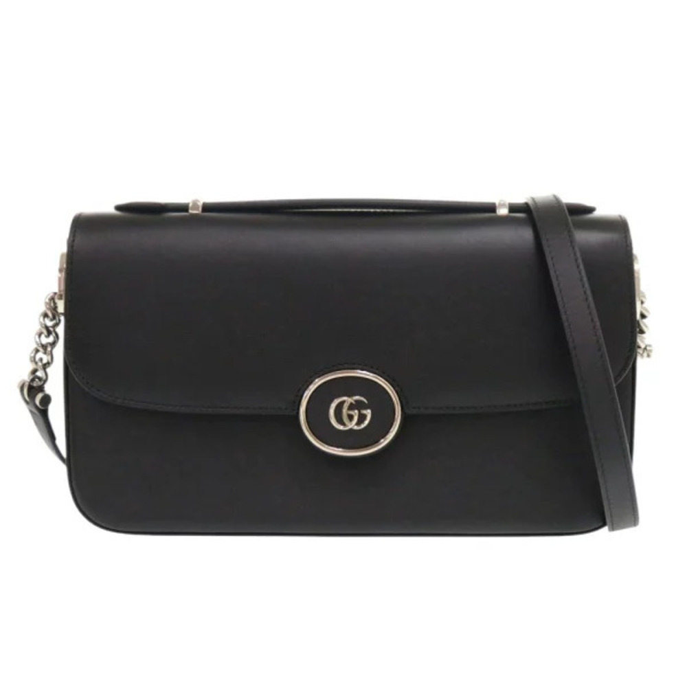 Gucci Double GG Leather Black Shoulder Bag